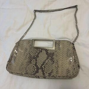 Michael Kors Beige and Brown Snake Print Shoulder Bag